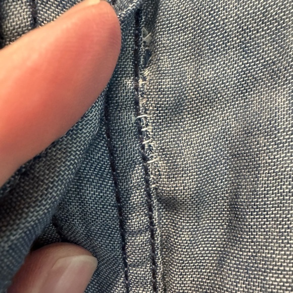 Miss Me Chambray Embellished Pearl Snap Short Sleeve Western Top / small - Picture 7 of 16